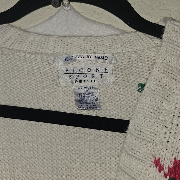 Vintage Picone Sport Petite Hand-Knit Umbrella Cardigan Sweater BeachTheme  Sz S - Picture 3 of 8